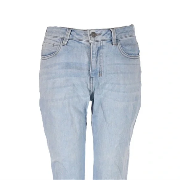 🌺 DKNY Light Wash Cropped Raw Hem Tie Dip Dye Mid Rise Jeans Size 26 - Picture 5 of 11